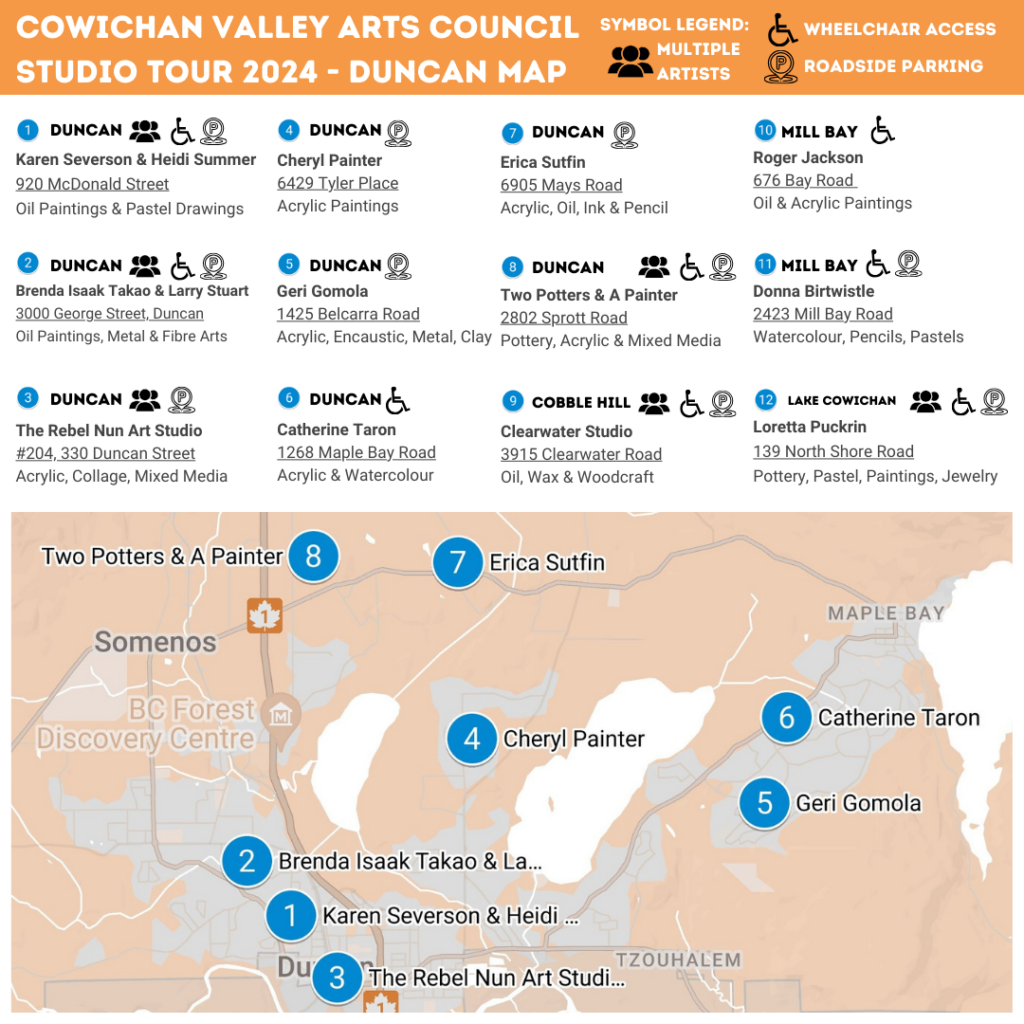 Duncan map for the 2024 studio tour