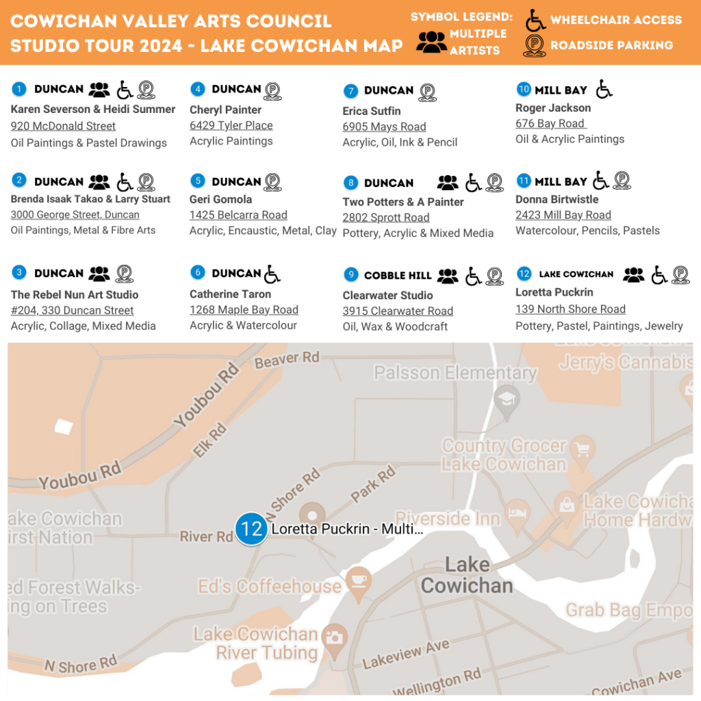 Lake Cowichan Studio Tour map